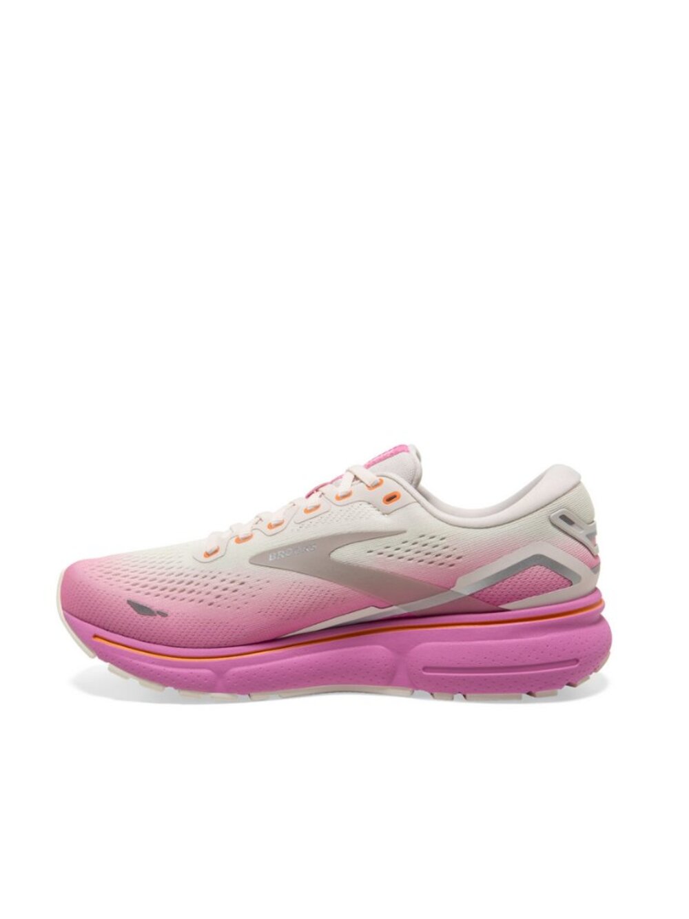 Brooks Sz. 10.5 Grey/Coconut/Fuchsia Ghost 15 Running Shoe - Picture 3 of 16